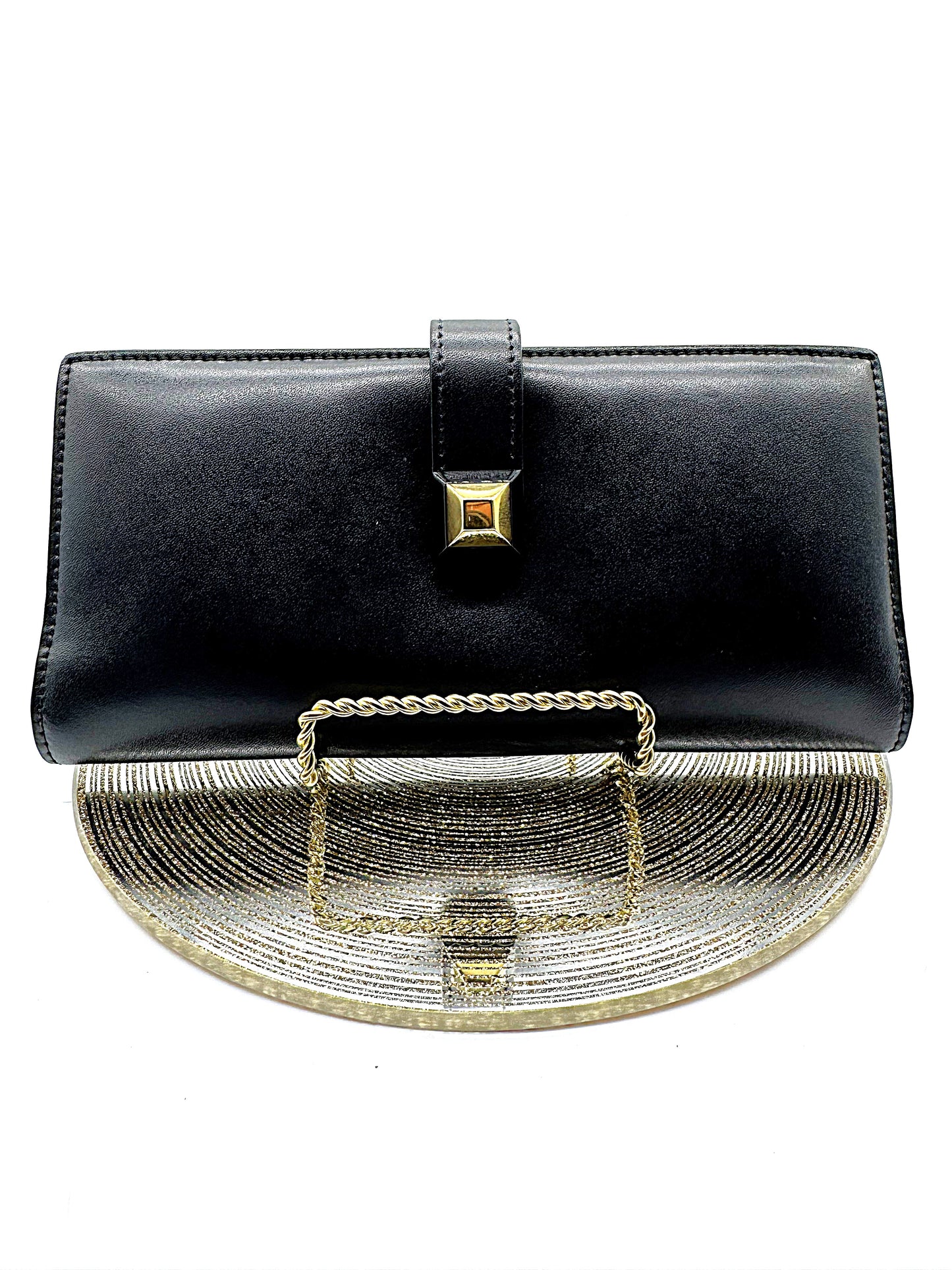 Fendi Black Leather Single Stud Long Wallet