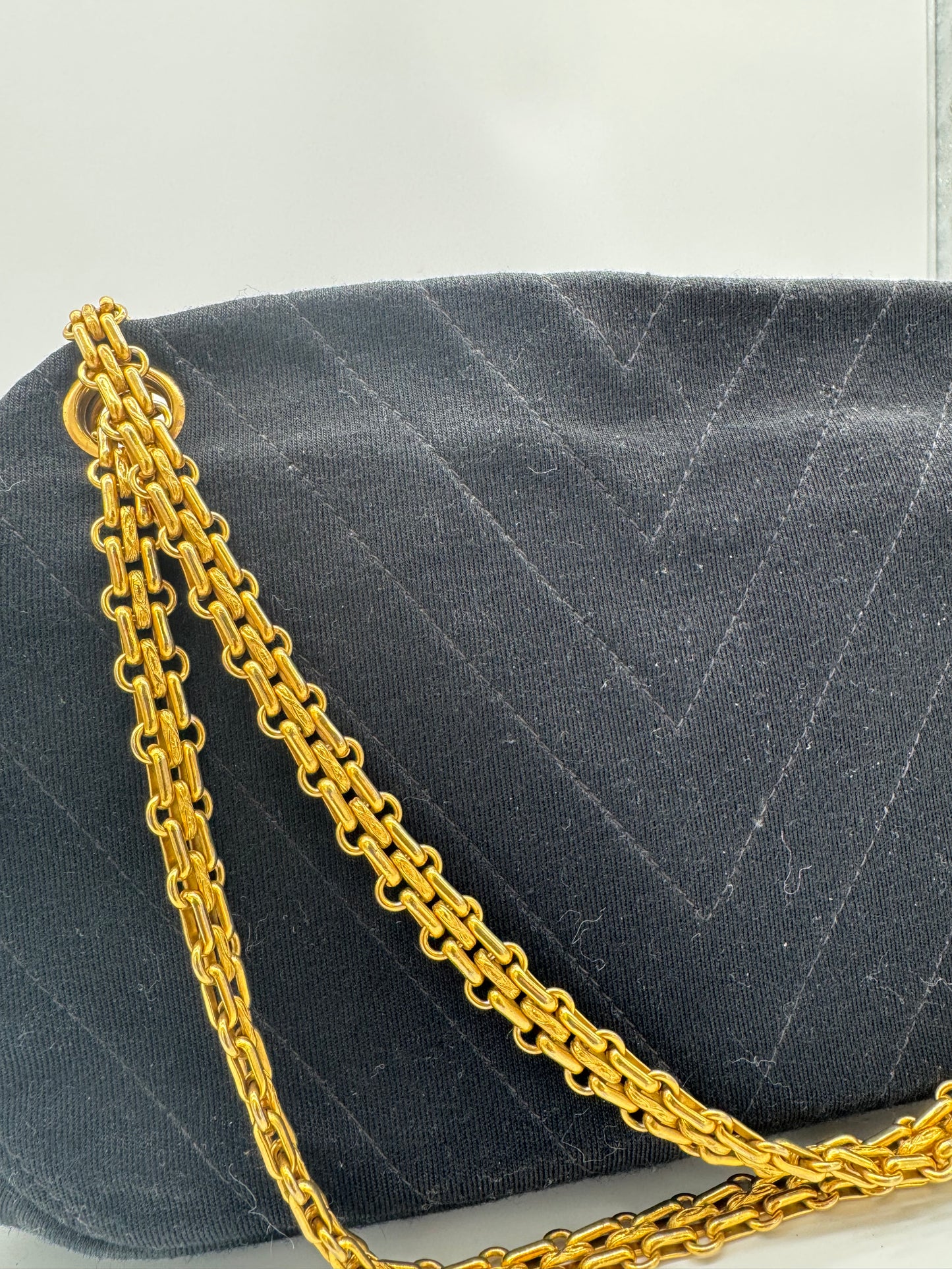 Rare Vintage Chanel Kiss Lock Jersey Shoulder Bag