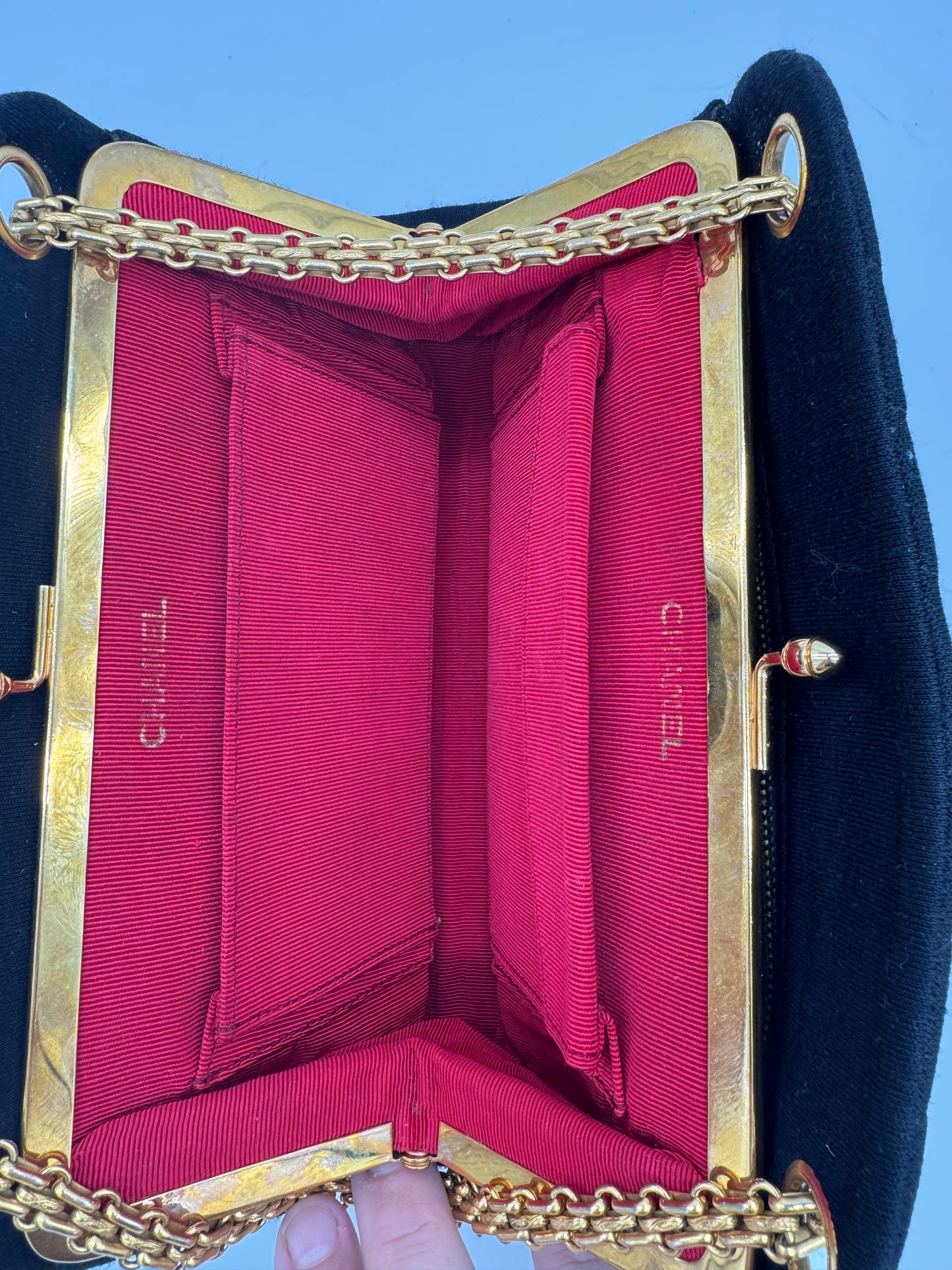 Rare Vintage Chanel Kiss Lock Jersey Shoulder Bag