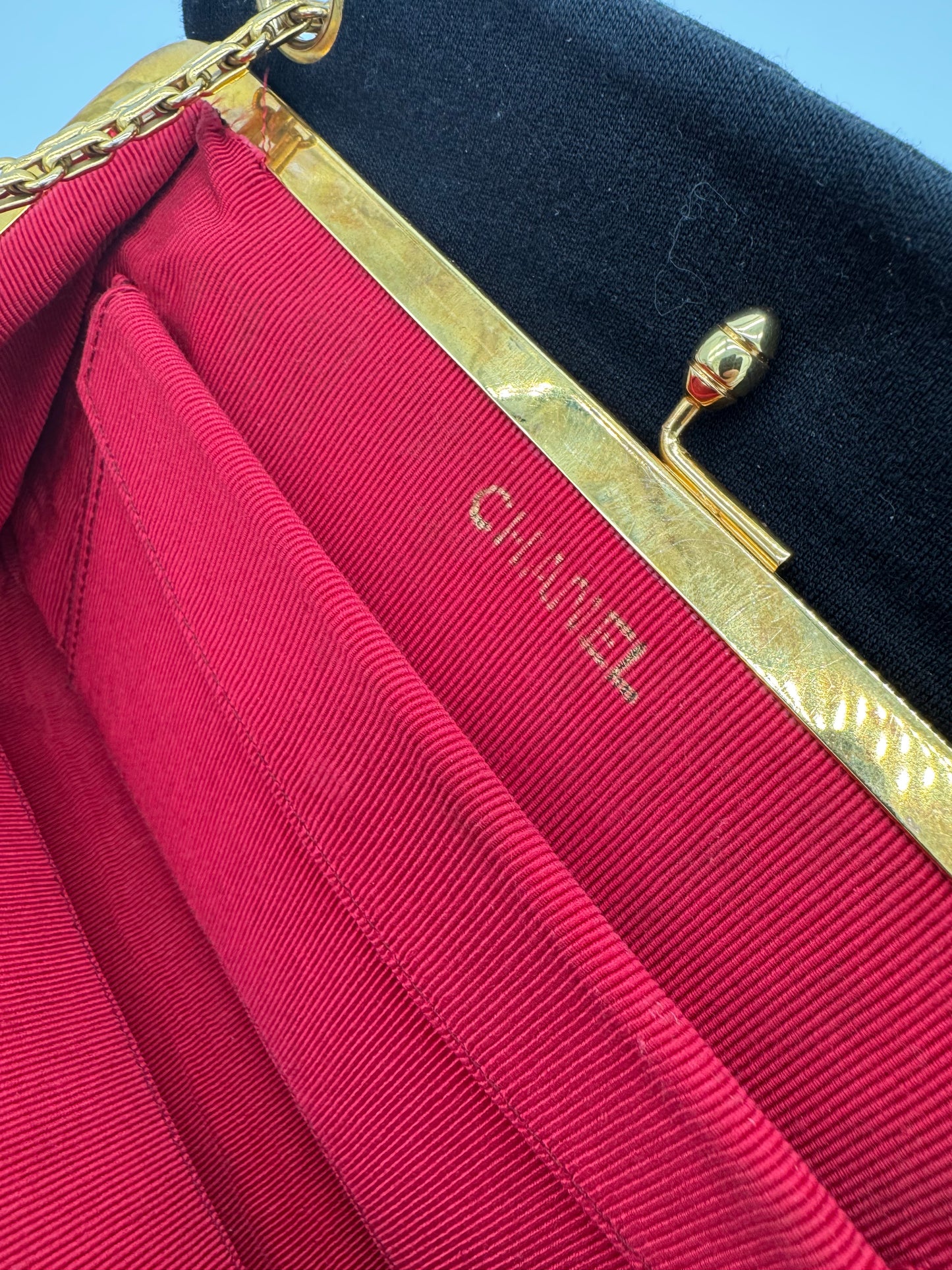 Rare Vintage Chanel Kiss Lock Jersey Shoulder Bag