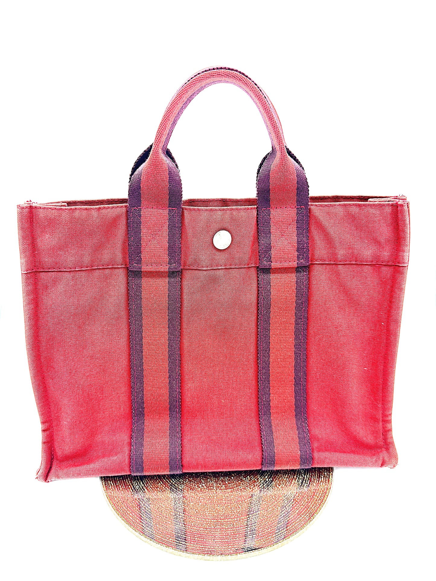 Vintage Hermes Red Canvas Tote
