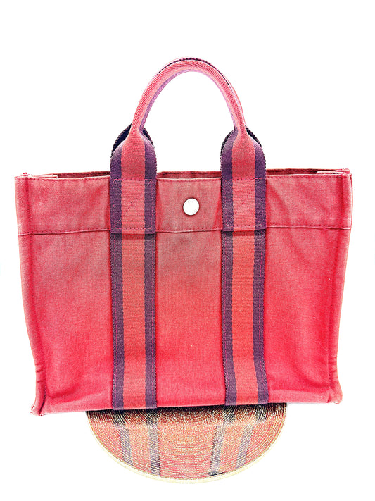 Vintage Hermes Red Canvas Tote