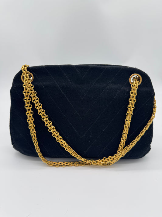Rare Vintage Chanel Kiss Lock Jersey Shoulder Bag