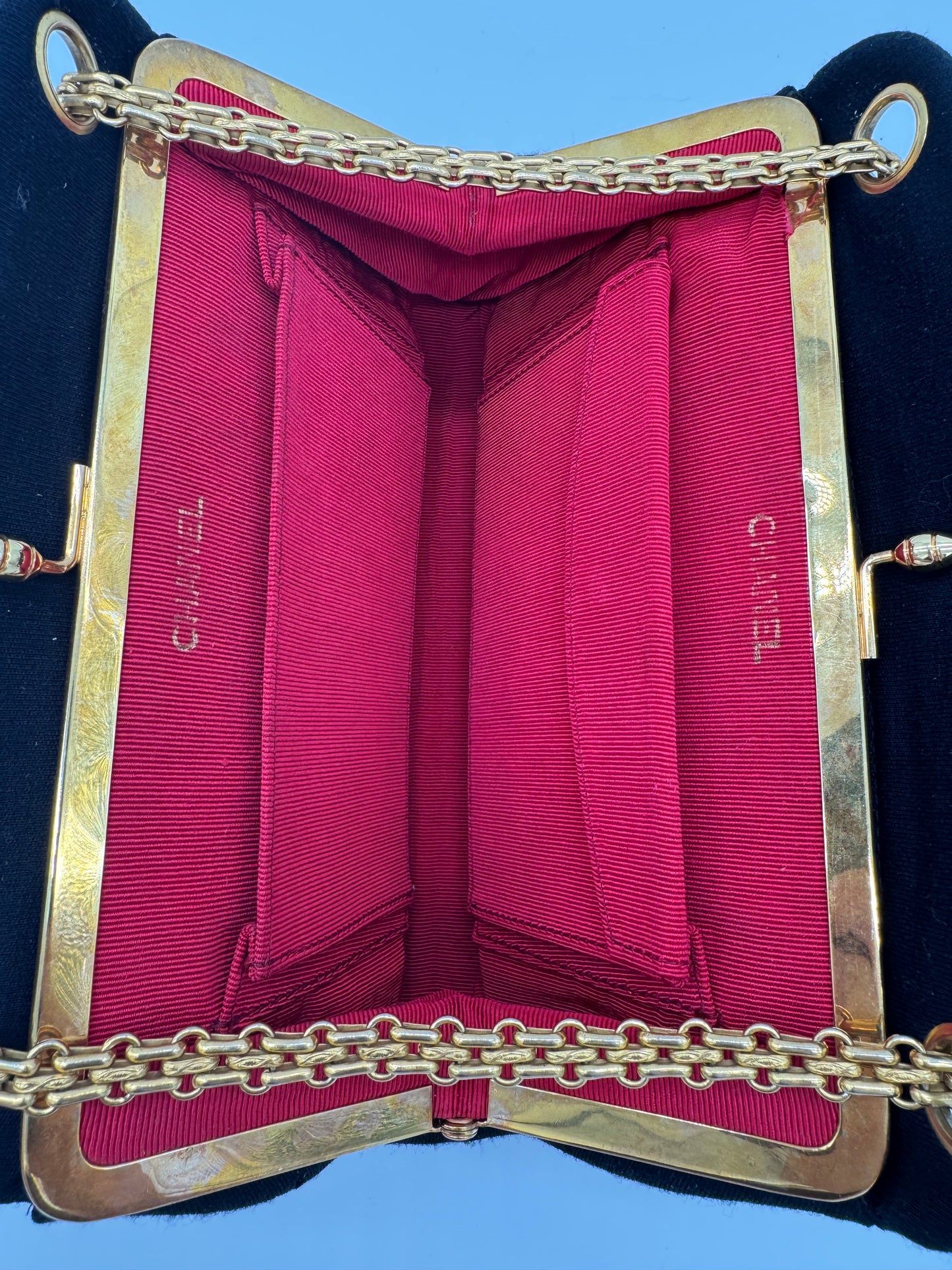 Rare Vintage Chanel Kiss Lock Jersey Shoulder Bag