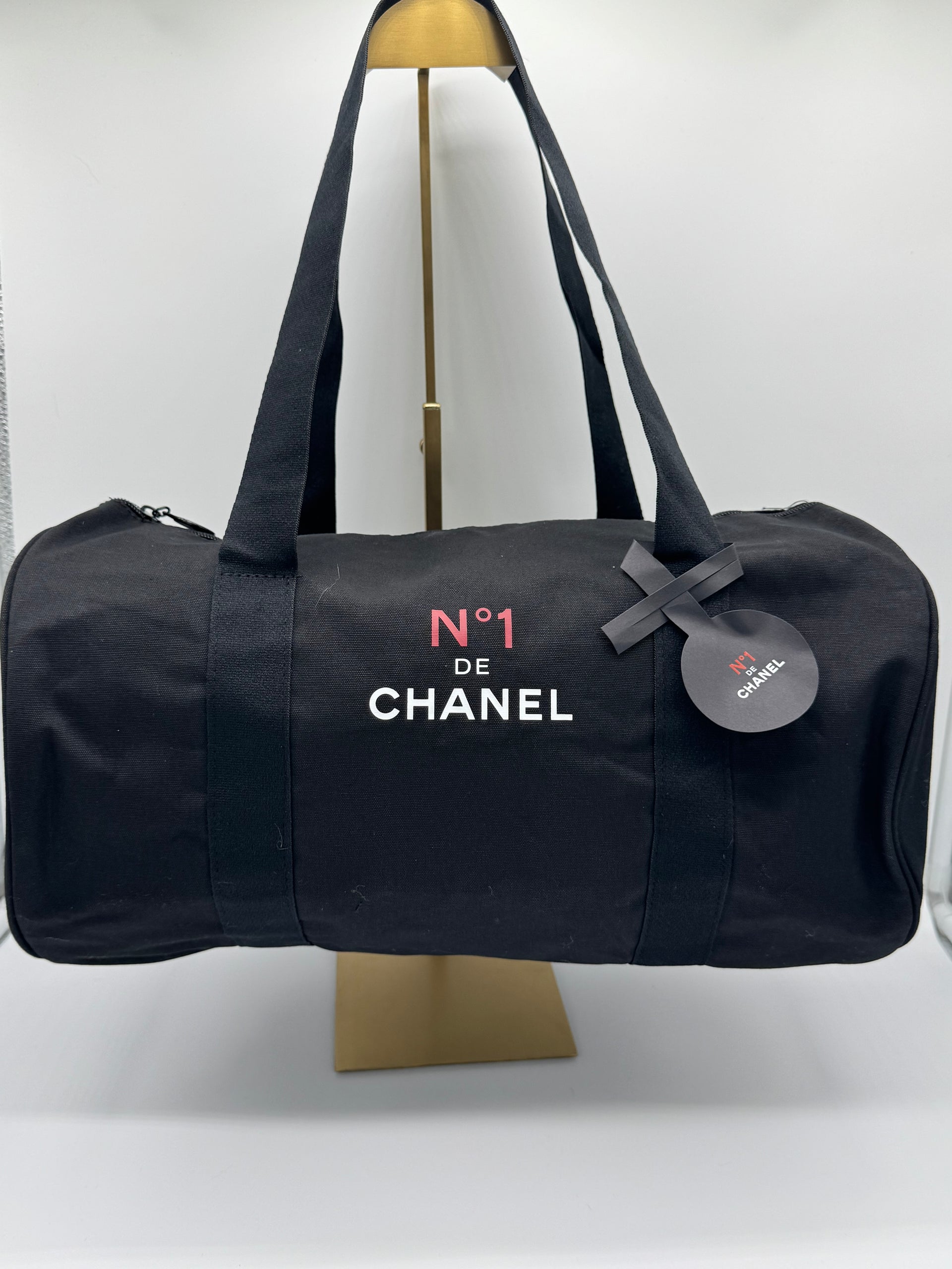 chanel travel ligne duffel bag Chanel Black Canvas Duffle Bag – Supreme Lux